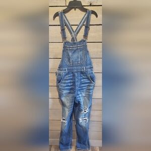 American Eagle Distressed Denim Overalls
